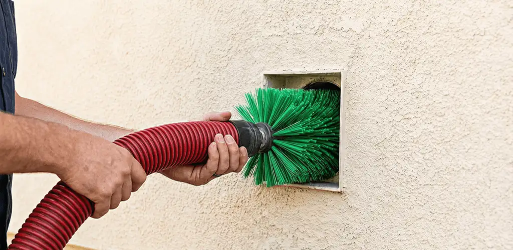 Air duct cleaning brush removing debris from a vent opening in Buffalo, NY