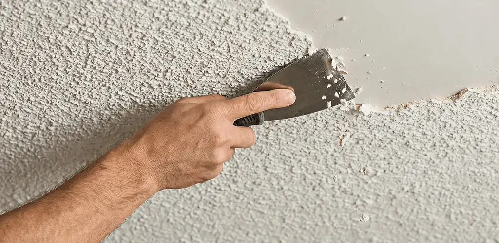 Popcorn ceiling removal scraping off textured ceiling finish in Buffalo, NY
