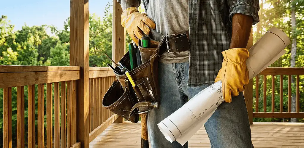 Professional handyman with tool belt ready for home repairs in Buffalo, NY