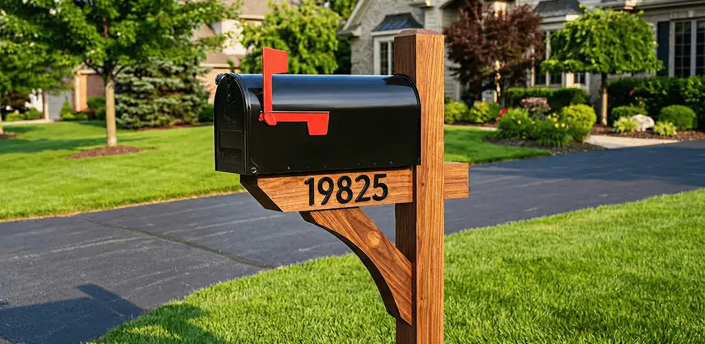 New mailbox installation with post and address number for a home in Buffalo, NY