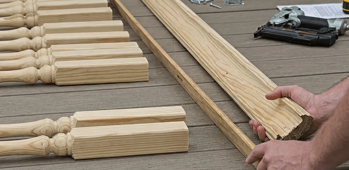 Handrail installation materials and wood components for stair rail work in Buffalo, NY