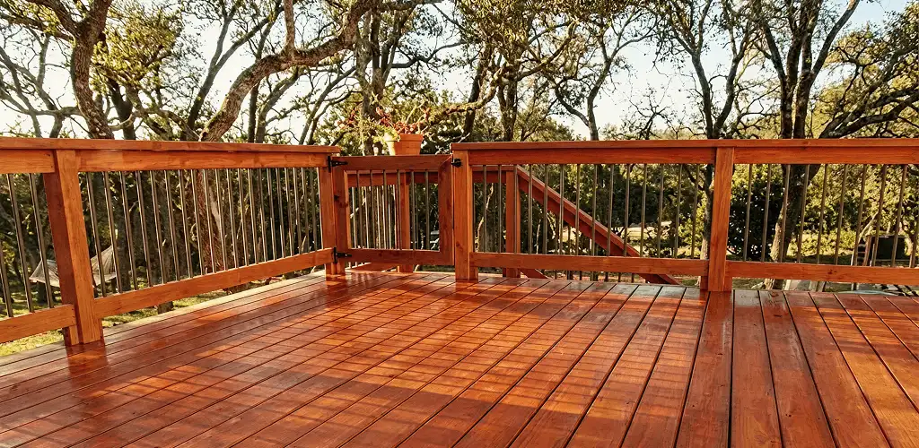 Deck sealing results with a freshly sealed wood deck in Buffalo, NY
